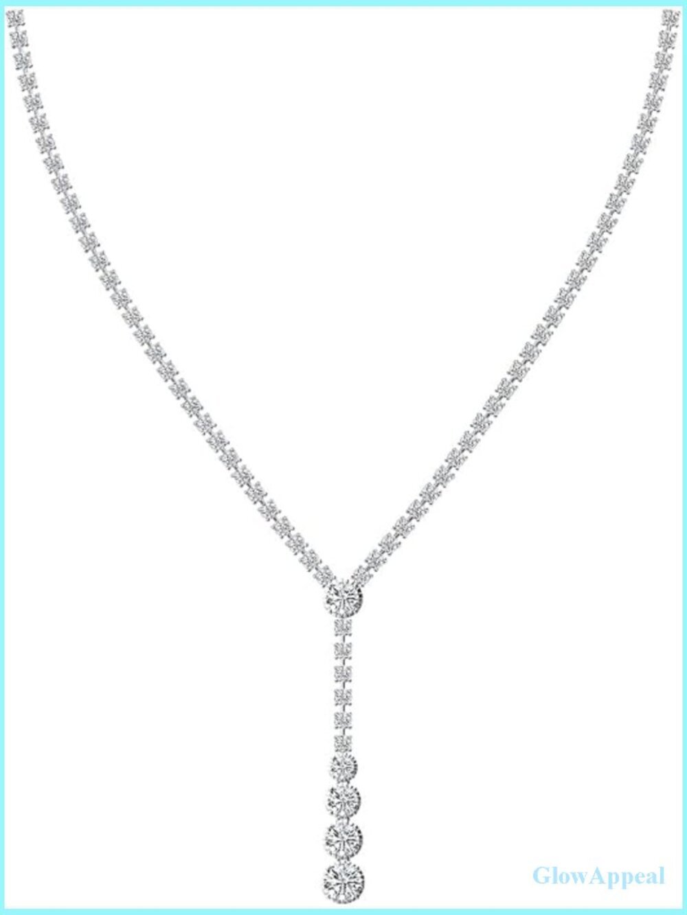 Moissanite Tennis Y-Necklace 18K White Gold Plated 925 Silver Bridal Prom